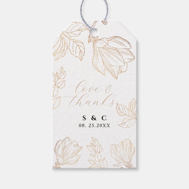 Étiquettes-cadeau Botanique moderne Golden Nature Floral Mariage (Devant)