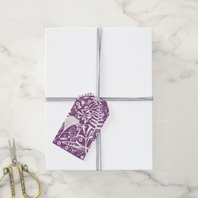 Étiquettes-cadeau Botanique violet moderne (Avec de la ficelle)