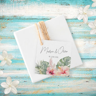 Étiquettes Cadeau Botaniques tropicales Aquarelle Cadeau Mariage +