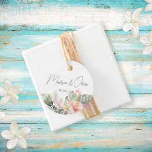 Étiquettes Cadeau Botaniques tropicales Aquarelle Mariage Favoriser