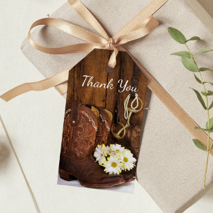 Étiquettes-cadeau Bottes Cowboy, Daisies Cheval Bit Wedding Favorise