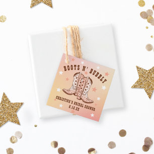 Étiquettes Cadeau Bottes de cowboy 'Boots N' Bubbly' pour une fête d