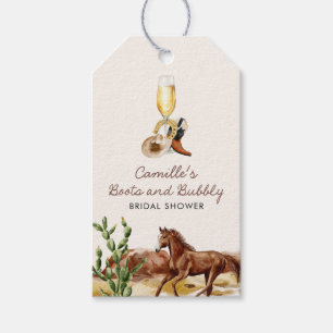 Étiquettes-cadeau Bottes occidentales et Fête des mariées de bulles