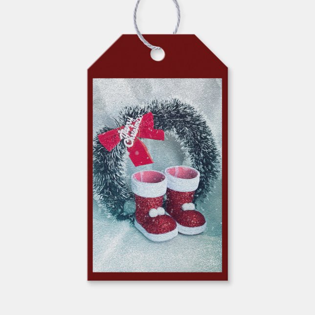 Étiquettes-cadeau Bottes Père Noël pour bébé (Devant)