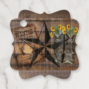 Étiquettes Cadeau Bottes Russe Texas Star Western Pistol Cowboy