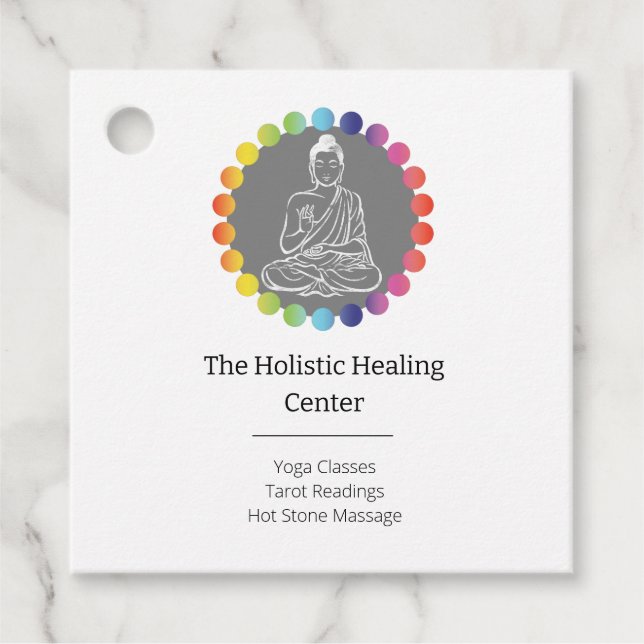 Étiquettes Cadeau Bouddha Arc-en-ciel Chakras Yoga métaphysique spir (Devant)