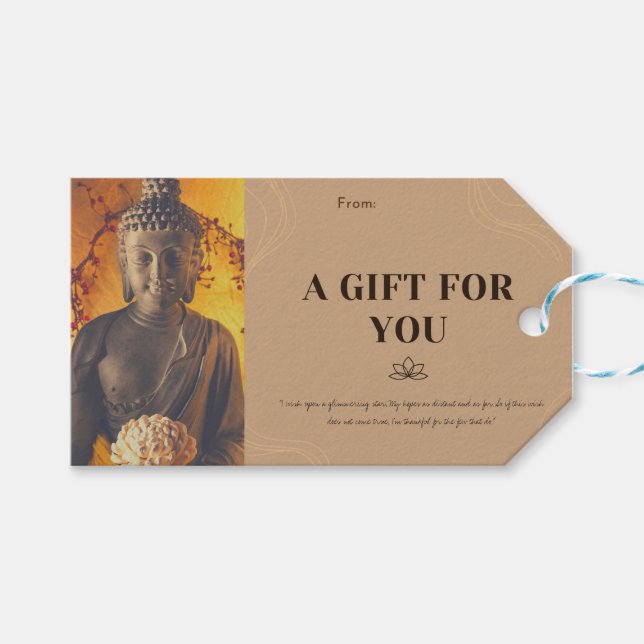 Étiquettes-cadeau Bouddha Citations Un cadeau pour vous Cadeau perso (Devant (Horizontal))