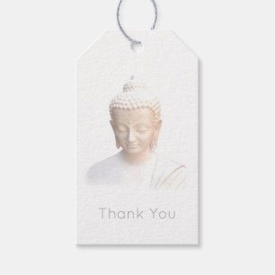 Étiquettes-cadeau Bouddha en blanc Merci méditerranéen serein