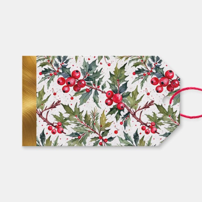Étiquettes-cadeau Boughs de Festive de Holly (Devant (Horizontal))