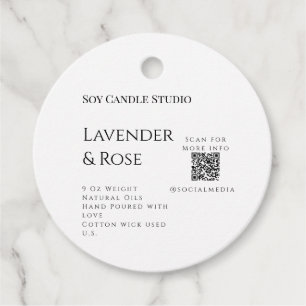 Étiquettes Cadeau Bougie de soja rose Lavender entreprise ajouter q 