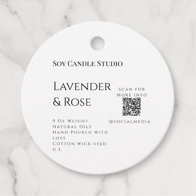 Étiquettes Cadeau Bougie de soja rose Lavender entreprise ajouter q  (Devant)