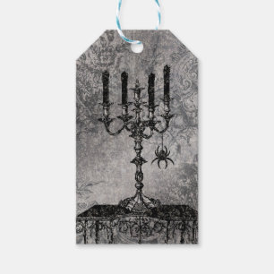 Étiquettes-cadeau Bougie gothique avec araignée, Halloween