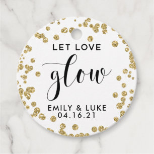 Étiquettes Cadeau Bougie Mariage Parties scintillant or