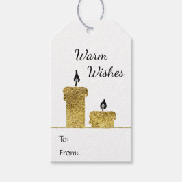 Étiquettes-cadeau Bougies en fausse parties scintillant or Noël