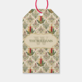 Étiquettes-cadeau Bougies et ornements de Noël vintage Monogramme