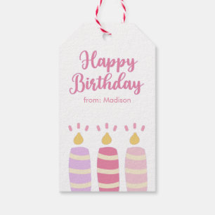 Étiquettes-cadeau Bougies lumineuses personnalisées Joyeux anniversa