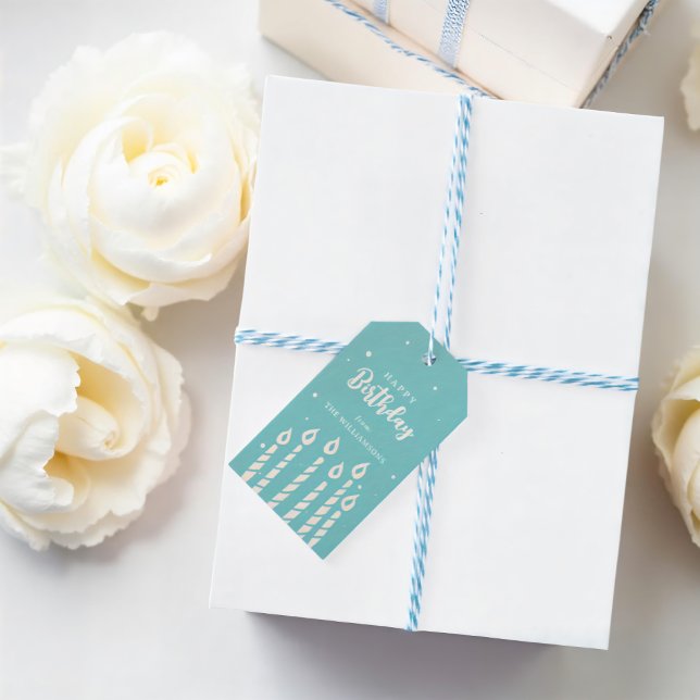 Étiquettes-cadeau Bougies mignonnes modernes Bonne fête d'anniversai (Créateur téléchargé)