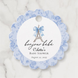 Étiquettes Cadeau Boujour Bebe Paris Toile Baby shower bleu