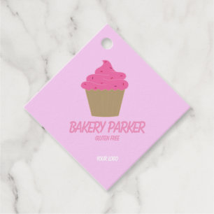 Étiquettes Cadeau Boulangerie rose personnalisée cupcakes