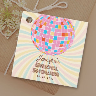 Étiquettes Cadeau Boule de disco rose Groovy Remerciement pour enter