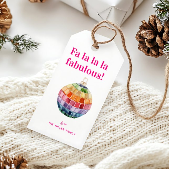 Étiquettes-cadeau Boule Kitsch Christmas Disco | Fa La La Fabulous (Créateur téléchargé)