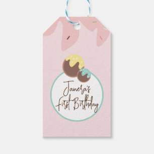 Étiquettes-cadeau Boules de Cakepop mignonnes pour le premier annive