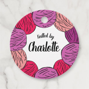 Étiquettes Cadeau Boules de laine tricotées à la main cadeau