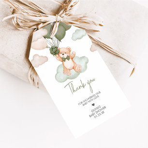 Étiquettes-cadeau Boulon Baby shower vert bébé ours Favoriser Tags