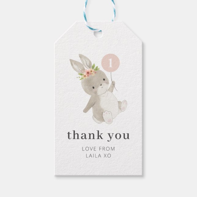 Étiquettes-cadeau Boulon rose lapin (Devant)