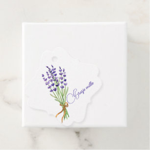 Étiquettes Cadeau Bouquet Aquarelle Lilas Violet Grazie Mille