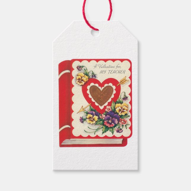 Étiquettes-cadeau Bouquet de coeur antique Valentine (Devant)