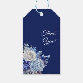 Étiquettes-cadeau Bouquet de fleurs bleues d'aquarelle Merci Mariage