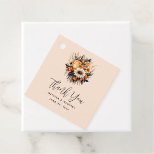 Étiquettes Cadeau Bouquet de fleurs gris orange