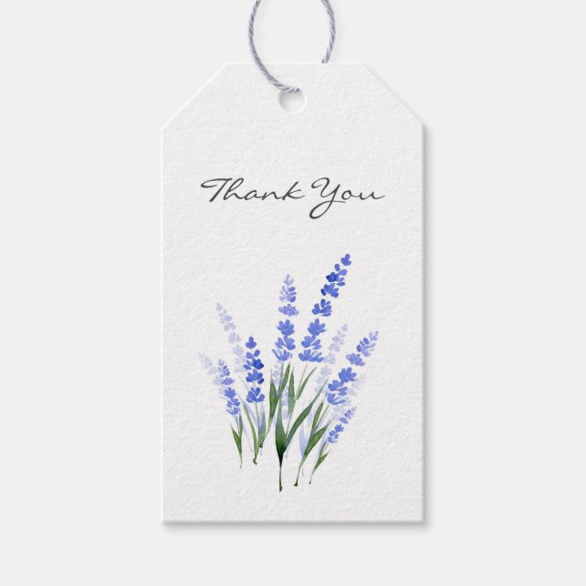 Étiquettes-cadeau Bouquet de lavande aquarelle (Devant)