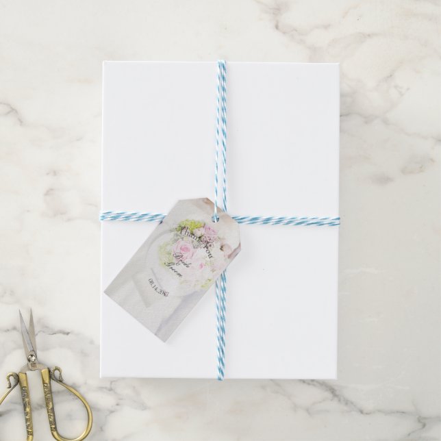 Étiquettes-cadeau Bouquet de mariées et de fleurs Mariage modifiable (Avec de laficelle)