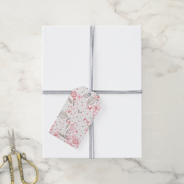 Étiquettes-cadeau Bouquet de nature rose en fleurs (Avec de la ficelle)