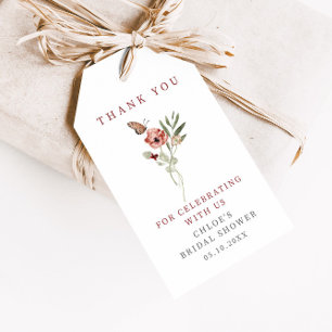 Étiquettes-cadeau Bouquet de papillon floral délicat de remerciement