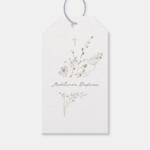 Étiquettes-cadeau Bouquet délicat fleur sauvage Baptême