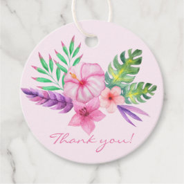 Étiquettes Cadeau Bouquet d'Hibiscus tropical - Merci