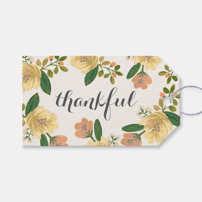 Étiquettes-cadeau Bouquet d'or Merci (Devant (Horizontal))