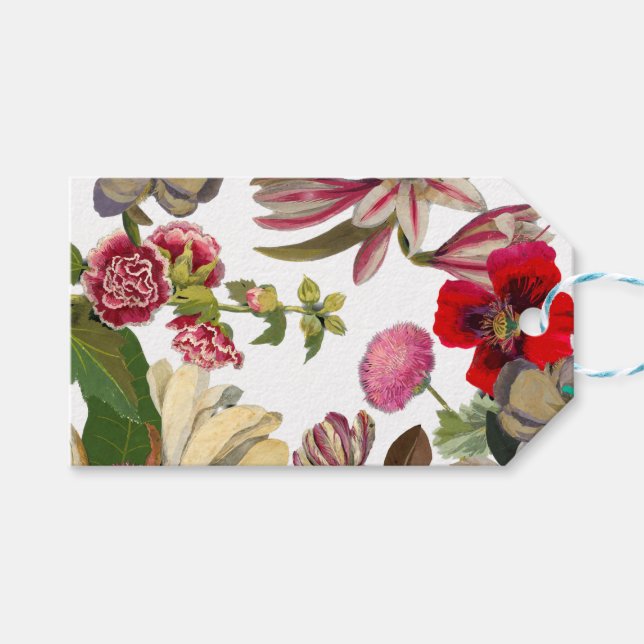 Étiquettes-cadeau Bouquet floral conception géométrique (Devant (Horizontal))