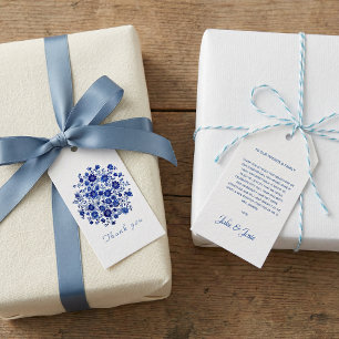 Étiquettes-cadeau Bouquet floral de chinoiserie bleue remerciement d