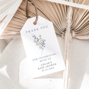 Étiquettes-cadeau Bouquet floral délicat bleu doux