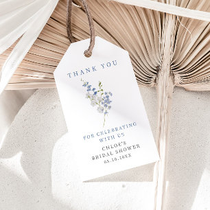 Étiquettes-cadeau Bouquet floral délicat bleu doux
