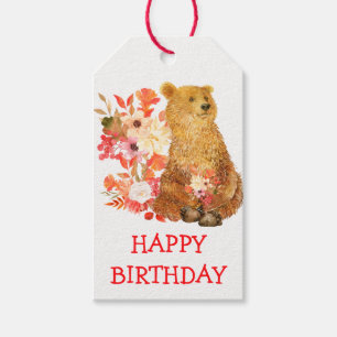 Étiquettes-cadeau Bouquet floral Ours Rabbit Anniversaire