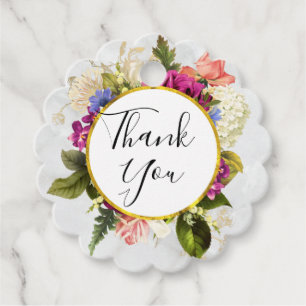 Étiquettes Cadeau Bouquet floral rose et blanc moderne