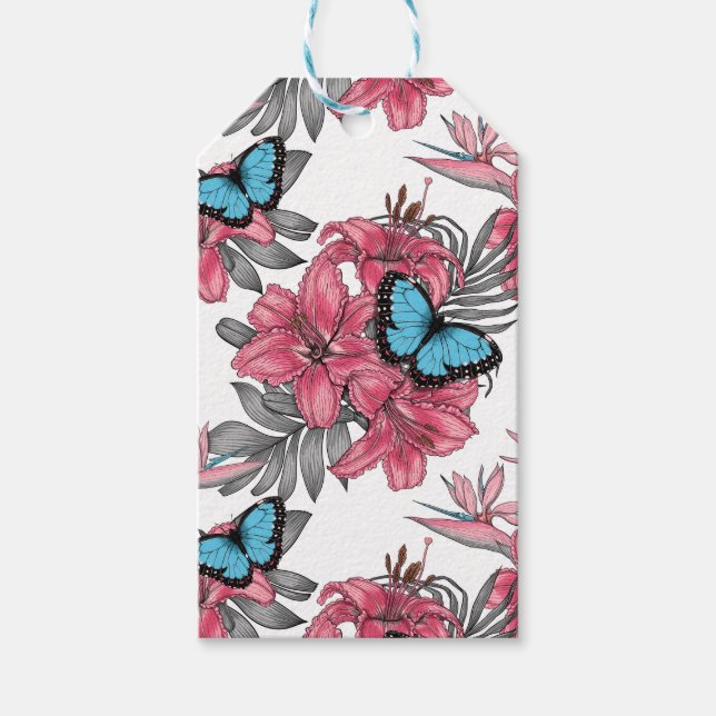 Étiquettes-cadeau Bouquet tropical (Devant)