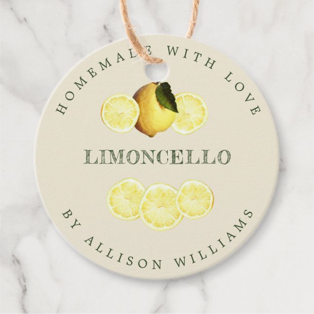 Étiquettes Cadeau Bouteille blanche d'antiquité Limoncello maison pe (Devant)