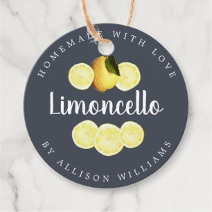 Étiquettes Cadeau Bouteille bleu foncé Limoncello sur mesure