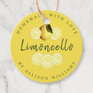 Étiquettes Cadeau Bouteille jaune Limoncello maison personnalisée